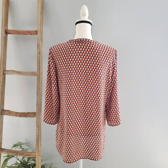 Express Factory Women's Geometric Print Pullover Sheer Top Size M - Picture 2 of 8